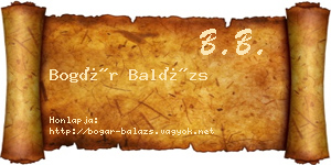Bogár Balázs névjegykártya
